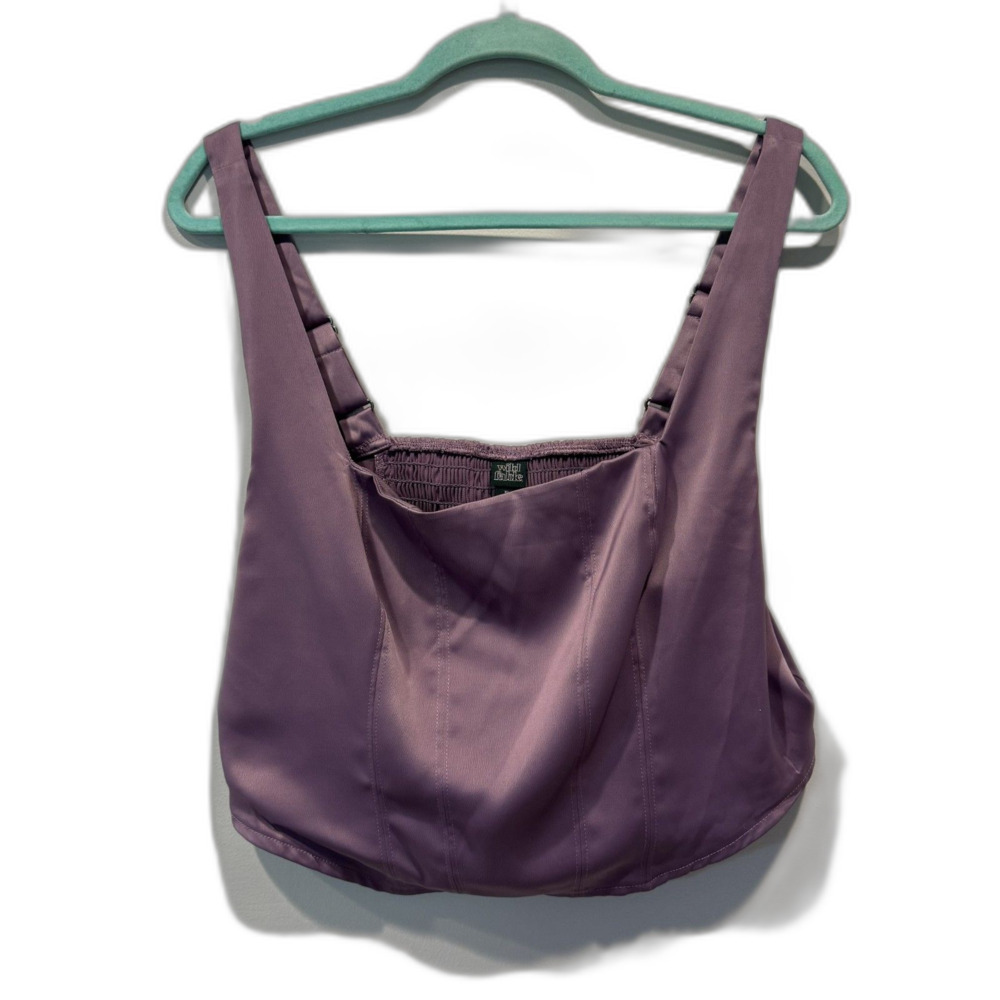 NWT Wild Fable Crop Tank Top Mauve Satin Corset Festival Y2K Coquette Womens XL